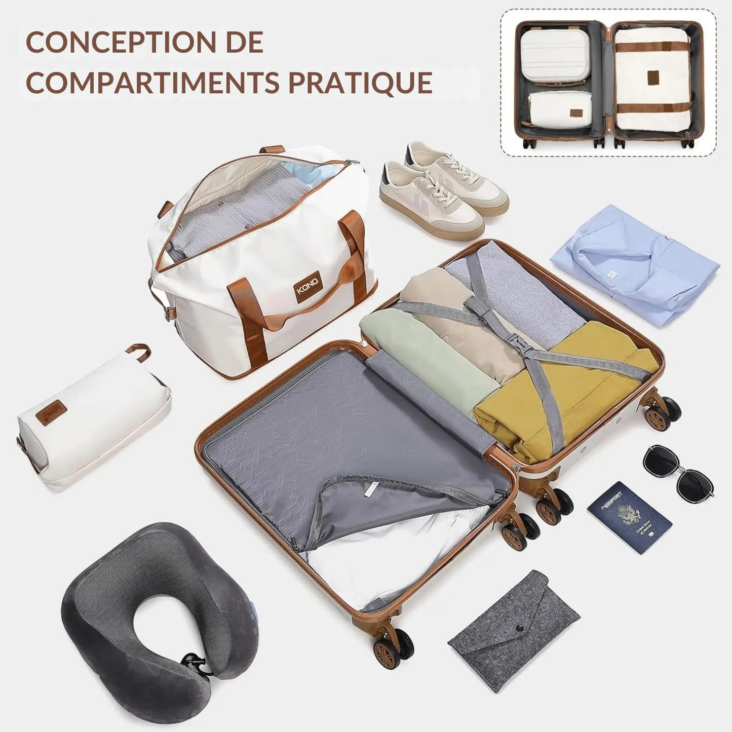 Pack Valise 4 en 1 conception de compartiments pratique