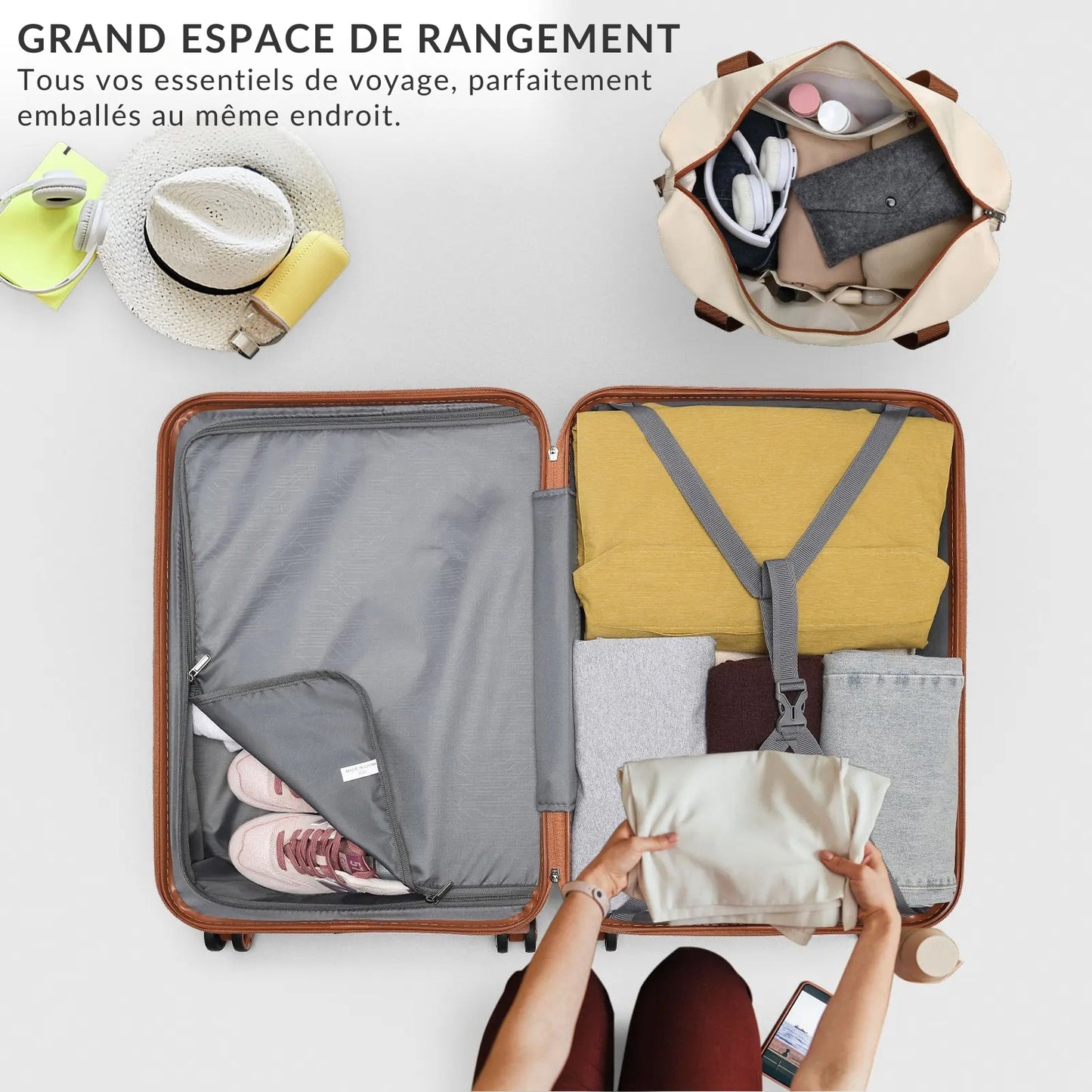 Pack Valise 4 en 1 grand espace de rangement